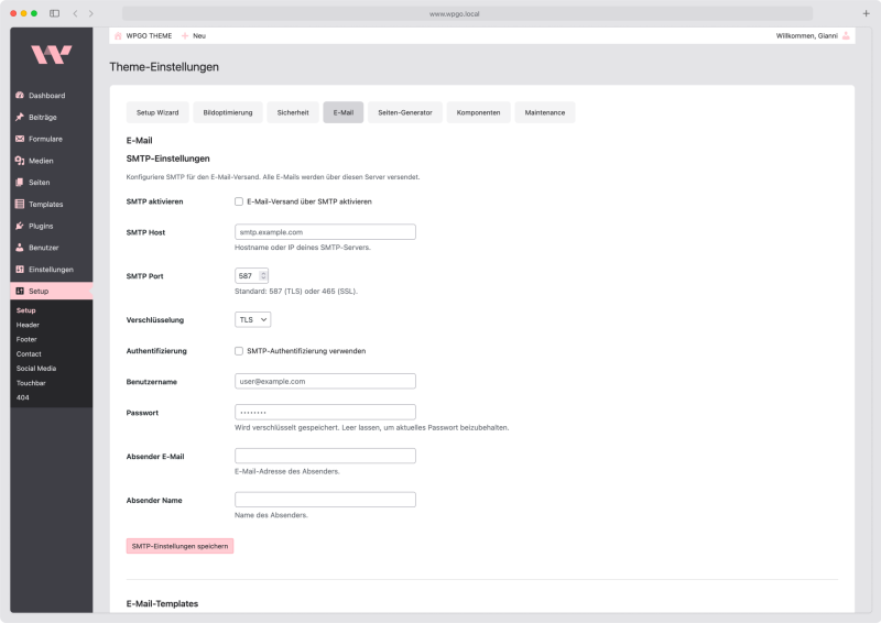 E-Mail SMTP Support